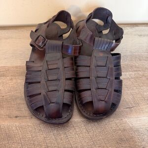 Authentic Jerusalem Barak Leather Sandals Mens Size 46 or US 12.5 Brown